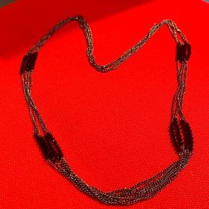 Multi Layer Chains Necklace with Black Crystals